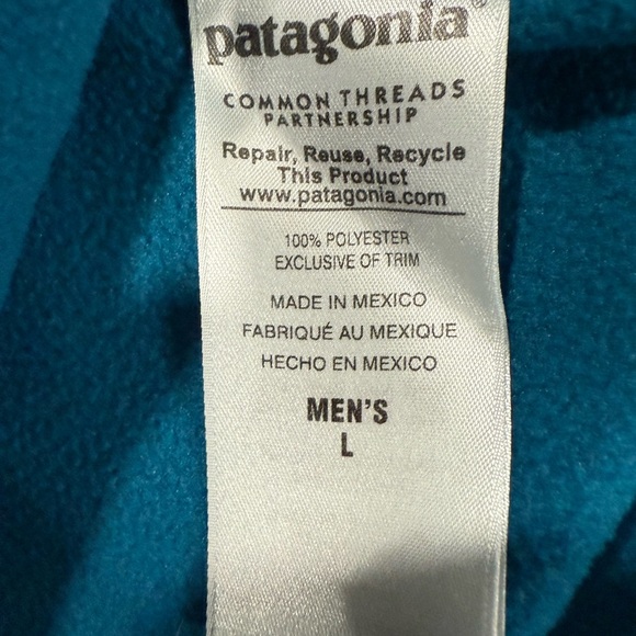 Patagonia Pullover Men's Large Blue Lightweight Fleece Polyester 1/4 Zip* - Picture 4 of 5